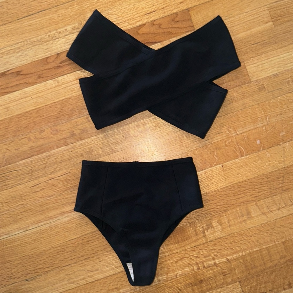 Missguided black high waisted bikini top size 8 bottom size 6 almost new